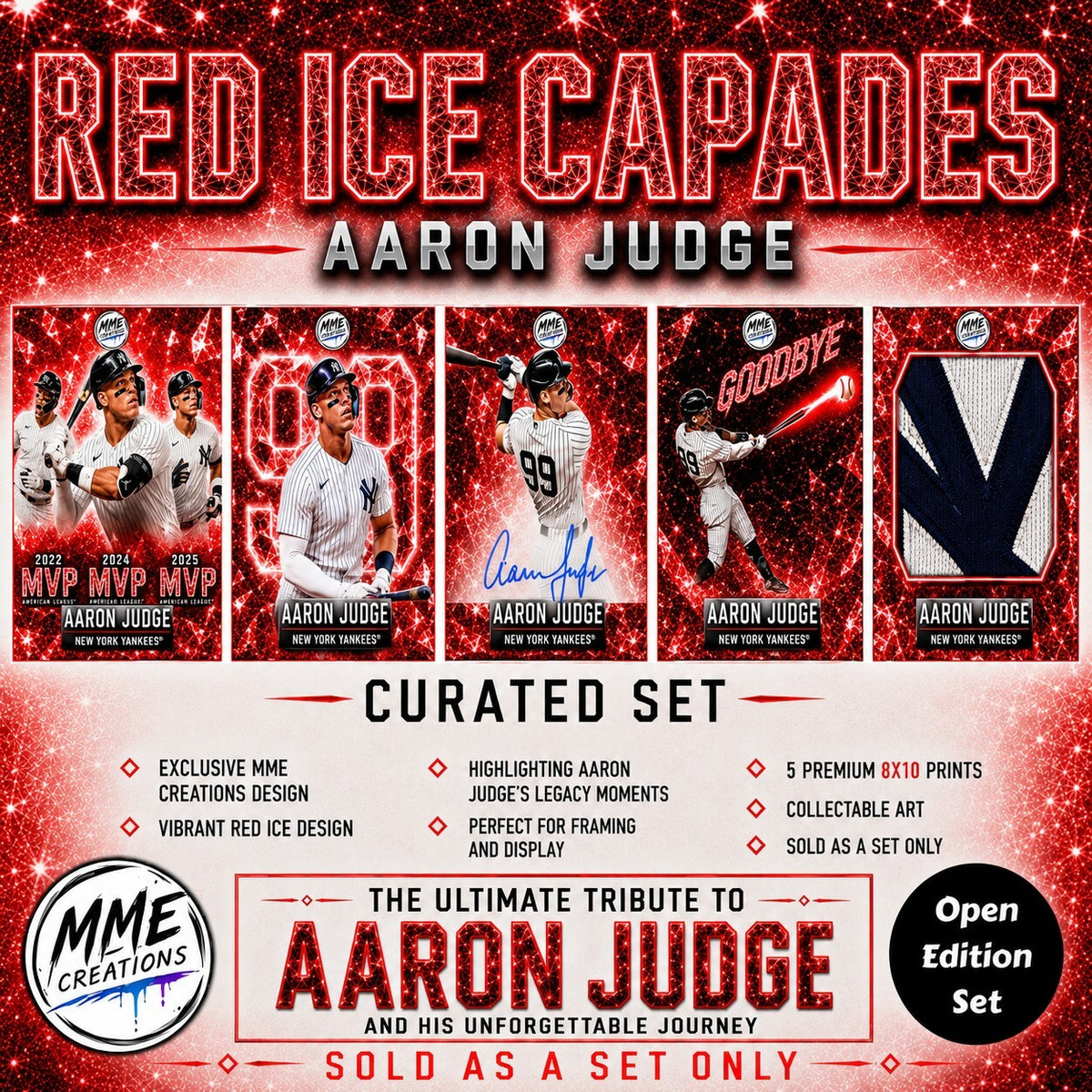 4008 Aaron Judge Red Ice Capades Open Edition Curated Set 8x10 Premium Prints