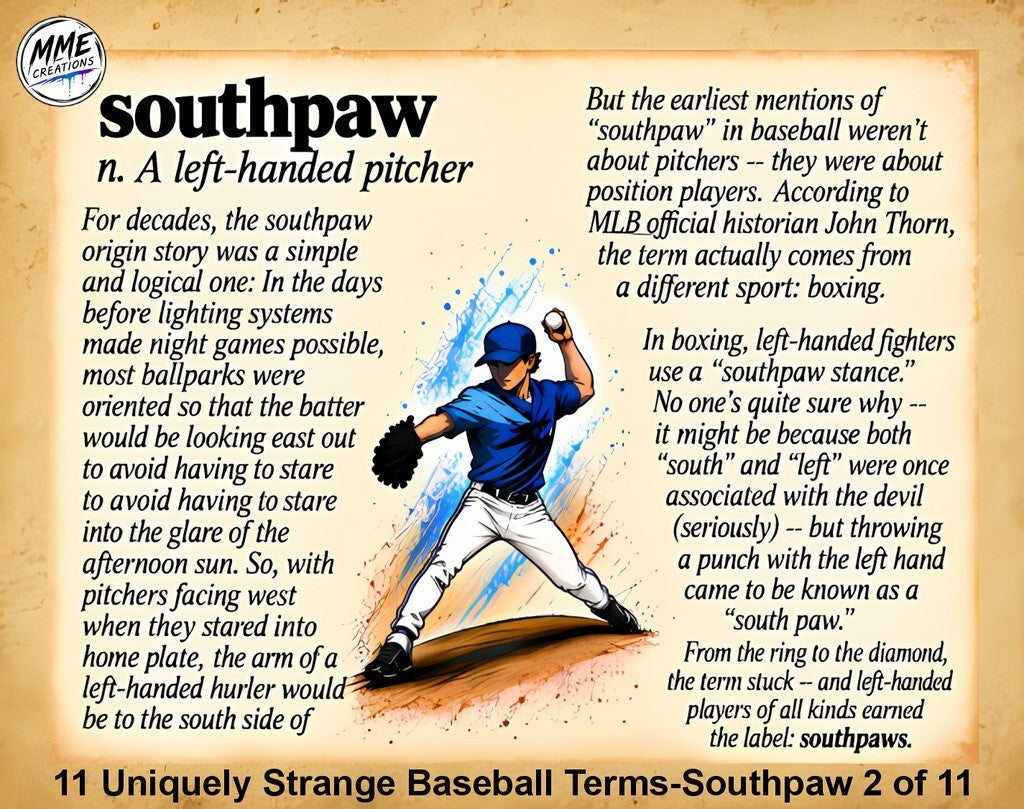 4372 Southpaw Laminated Card-Stories Behind 11 Uniquely Strange Baseball Terms