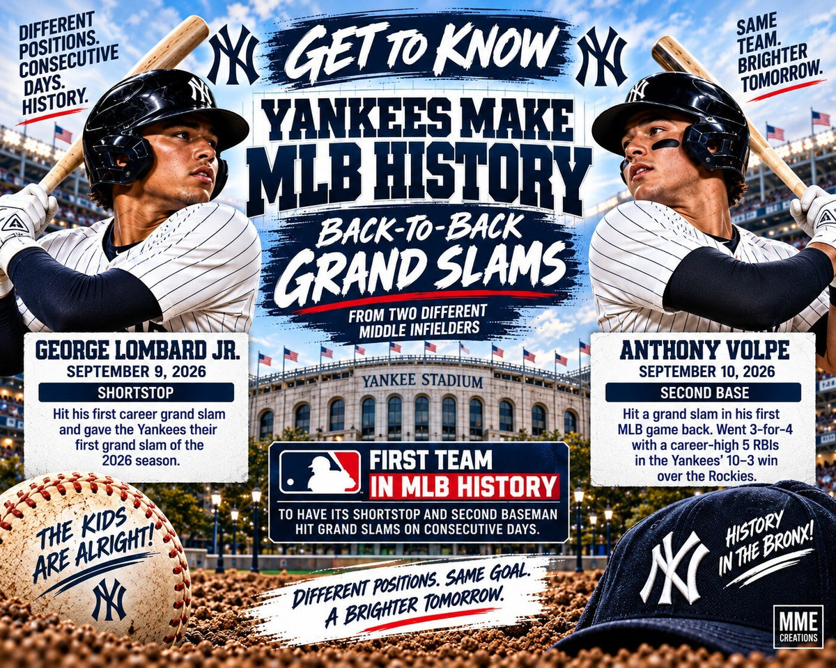 9999L New York Yankees Back-to-Back Grand Slams Get to Know Series 8x10 Print