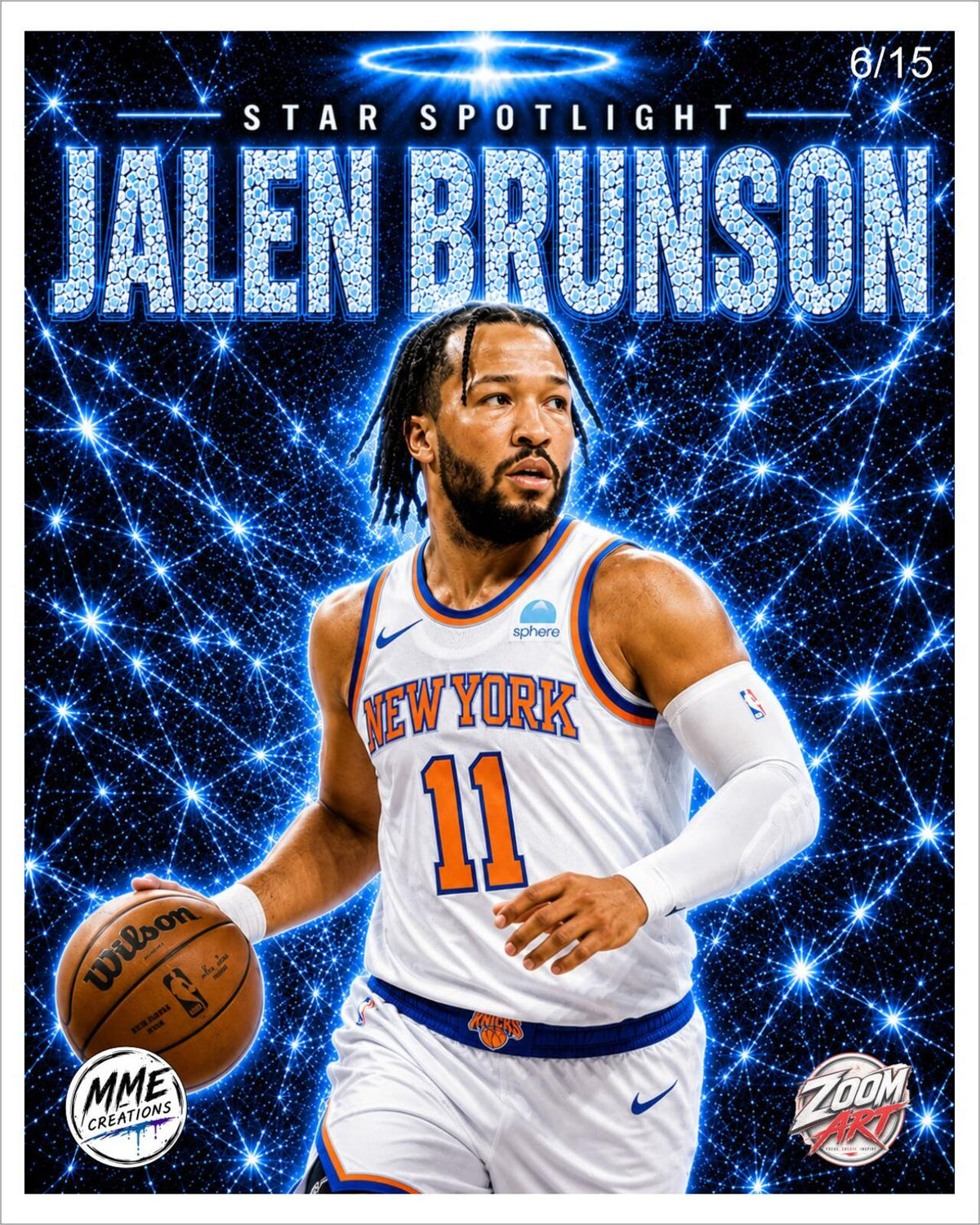 2684 Jalen Brunson Blue Ice Edition Knicks 8X10 Zoom Art Giclée Print /15 BKL