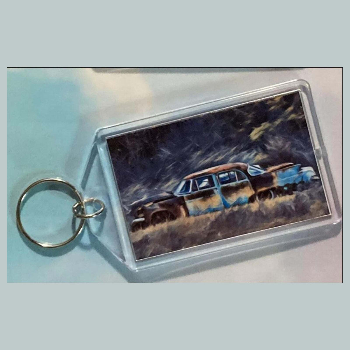 3580 1957 Chevy in Graveyard Keychain | Vintage Automobile Keychain