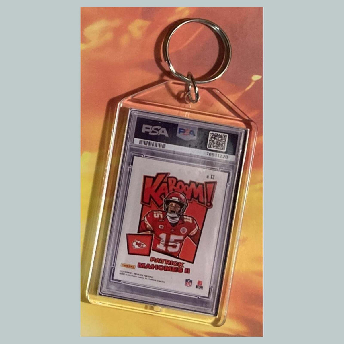 3613 Patrick Mahomes 2022 Panini Absolute Gold Kaboom Custom Keychain