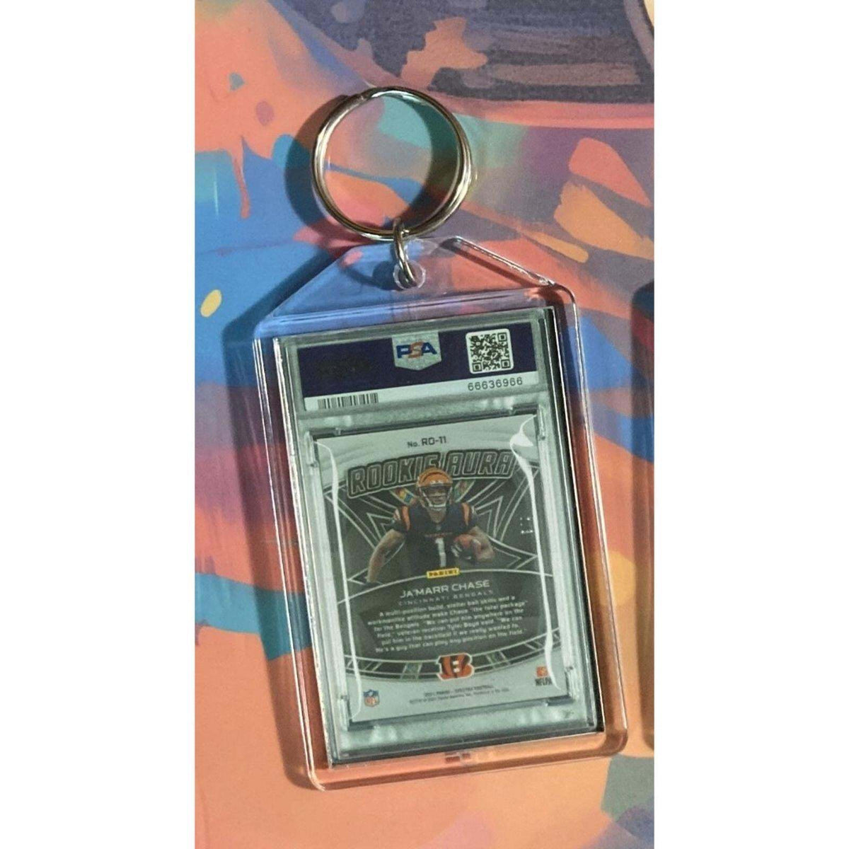 3268 Ja'Marr Chase 2021 Panini Spectra Rookie Aura Neon Marble Novelty Keychain