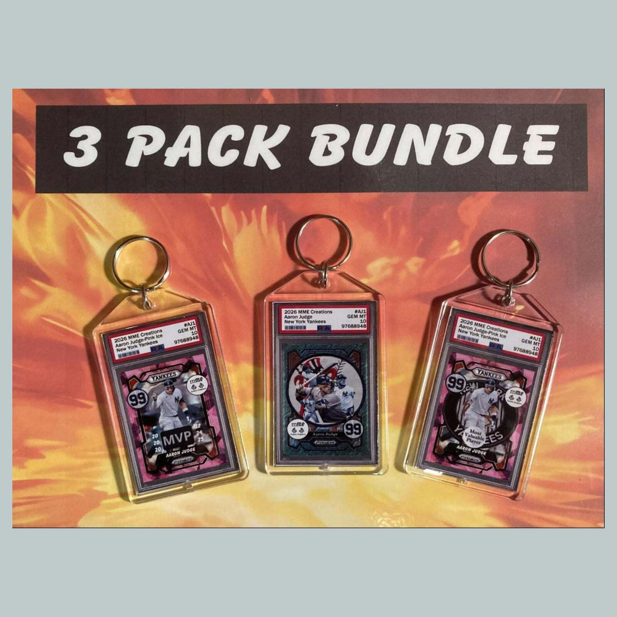3759B Aaron Judge 3 Pack Bundle Custom Hand Made Keychains