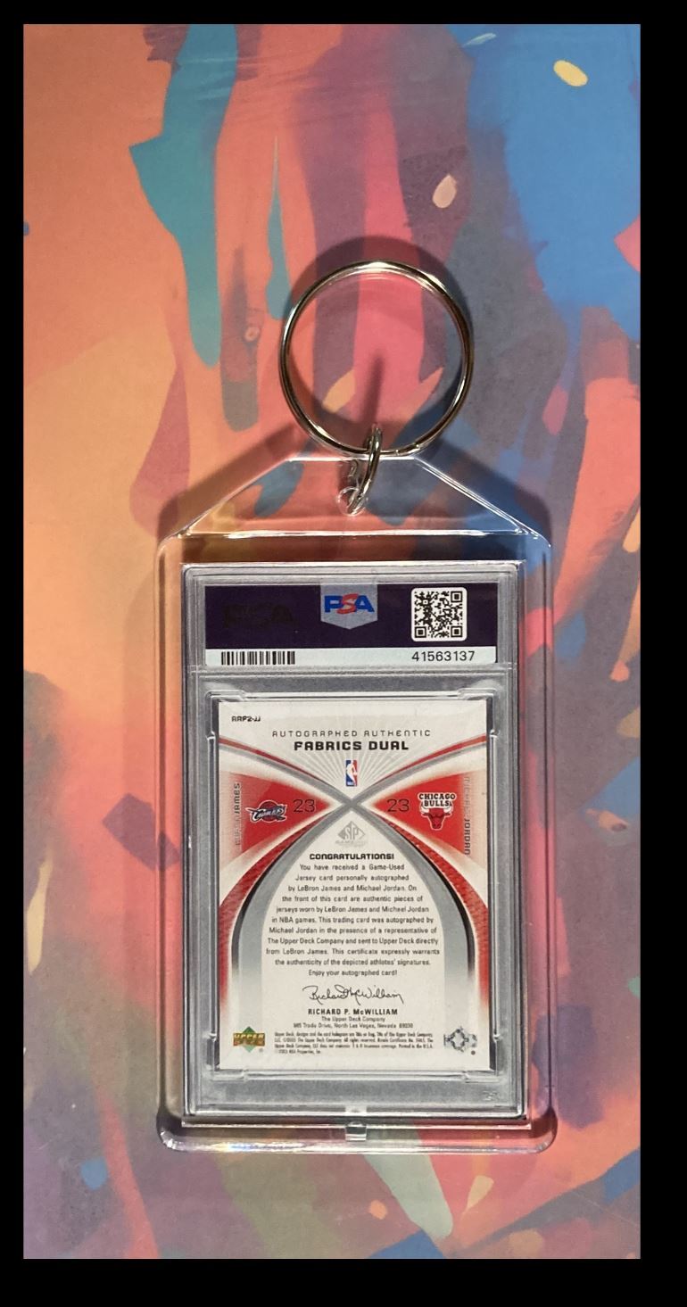 3051 Michael Jordan/LeBron James 2005 UD Fabrics Dual Autos Keychain