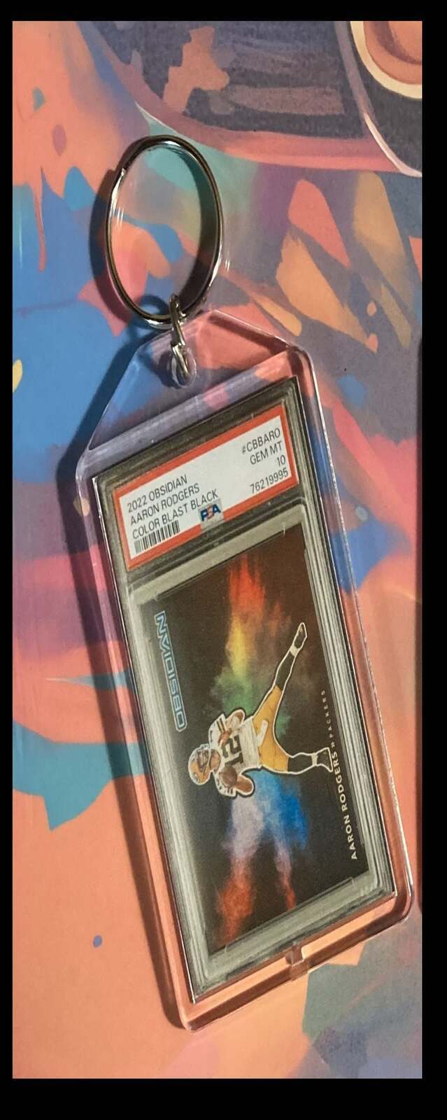 3257 Aaron Rodgers 2022 Panini Obsidian ColorBlast Black Custom Keychain