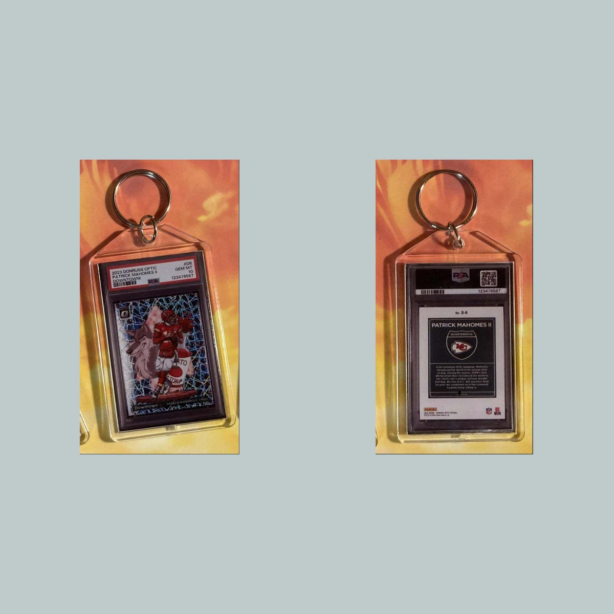 3603 Patrick Mahomes 2023 Panini Donruss Optic Downtown Custom Keychain