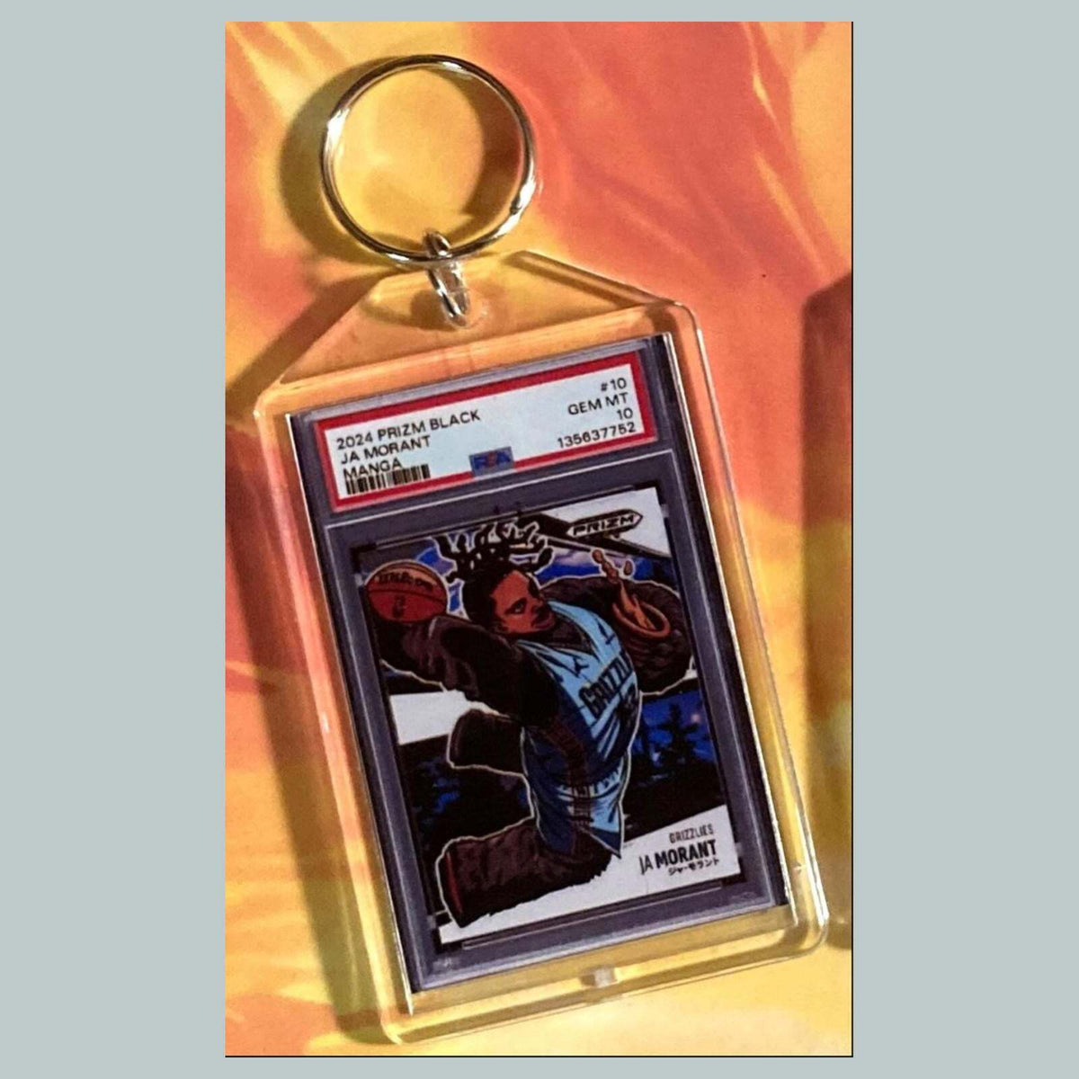 3634 Ja Morant 2024 Panini Black Manga Custom Hand Made Keychain