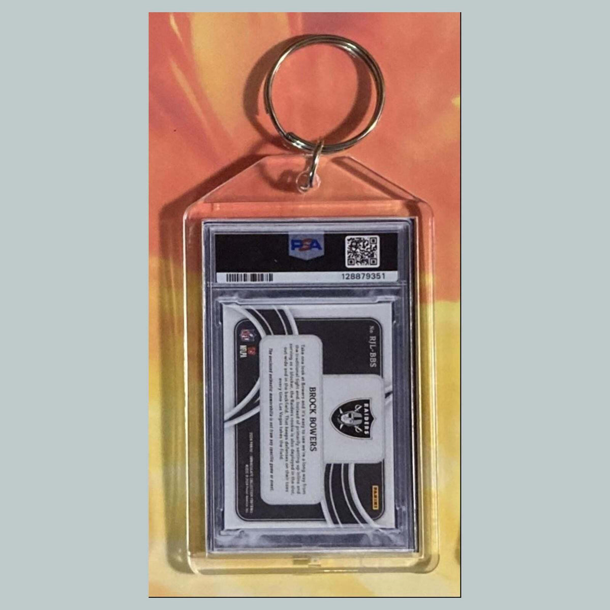3693 Brock Bowers 2024 Panini Immaculate Jumbo Logo-Shield Custom Made Keychain