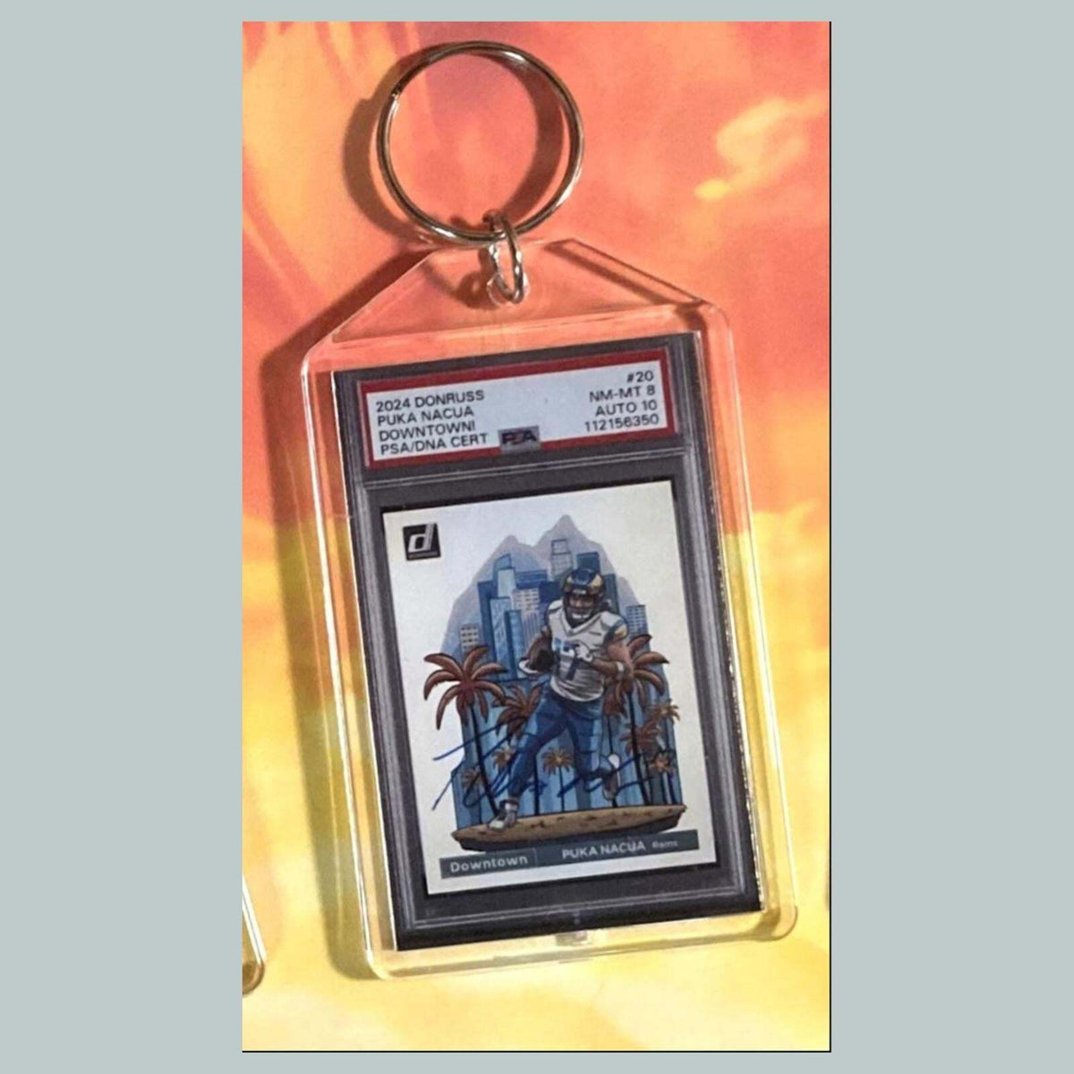 3688 Puka Nacua 2024 Panini Donruss Downtown Auto Custom Hand Made Keychain