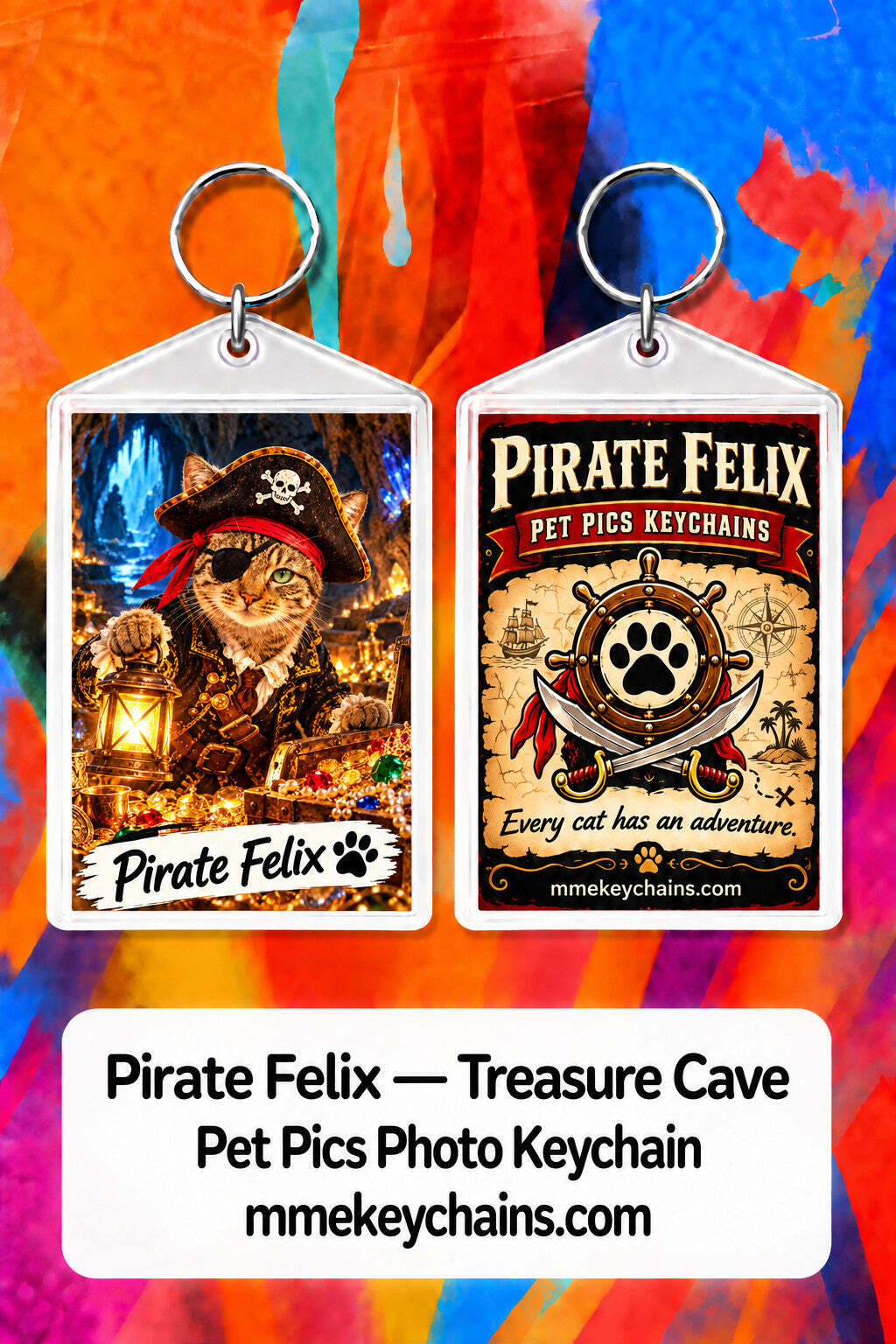4897 Personalized Pet Pics Keychains Pirate Felix – Treasure Cave
