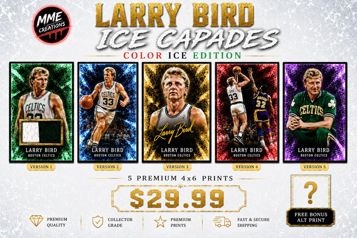 2627 Larry Bird Multi Color Zoom Art Ice Capades 5 Glossy Prints Collector Set BKL