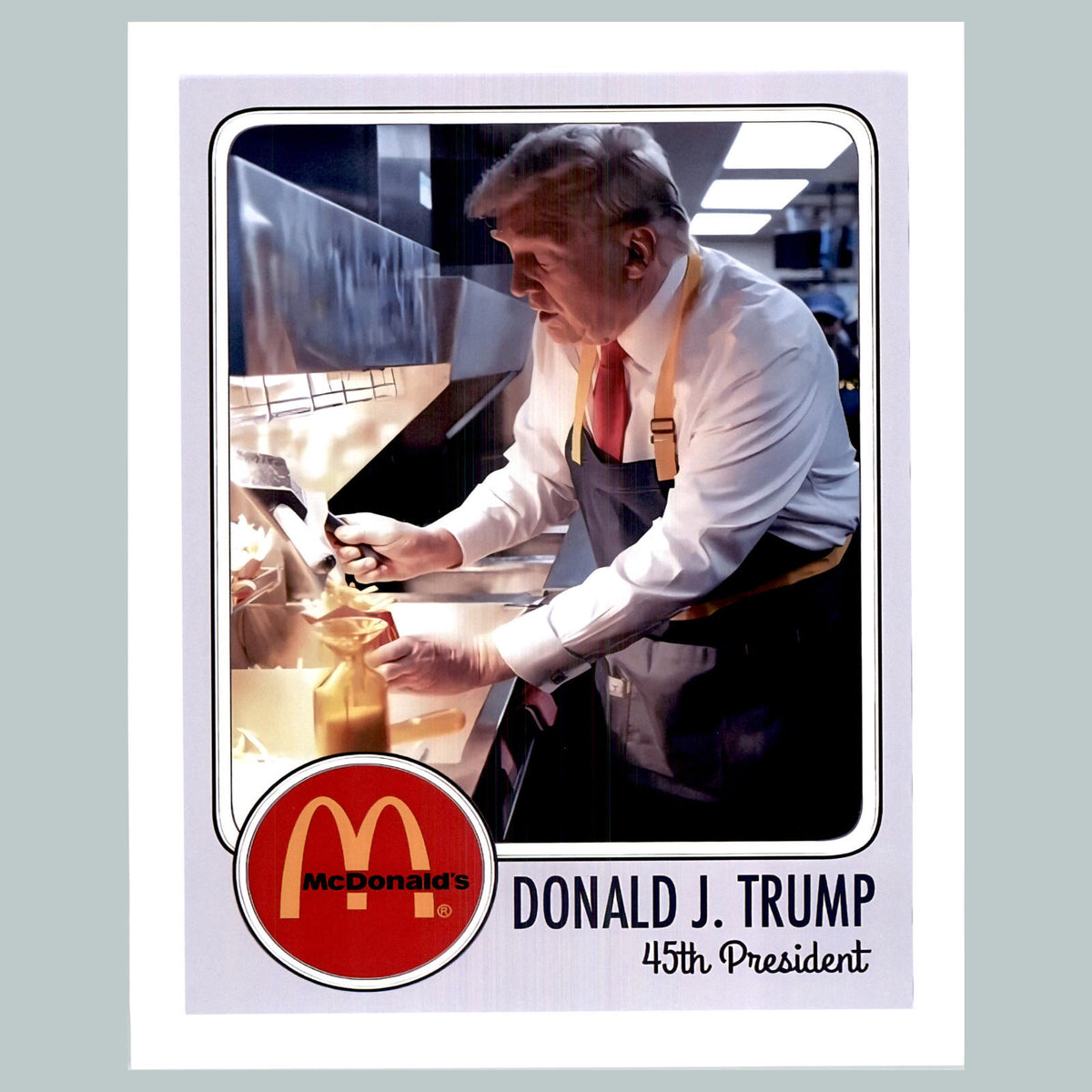 0520 P-8X10 Trump Working At McDonalds Baseball Card Glossy Photo Fast Shipping