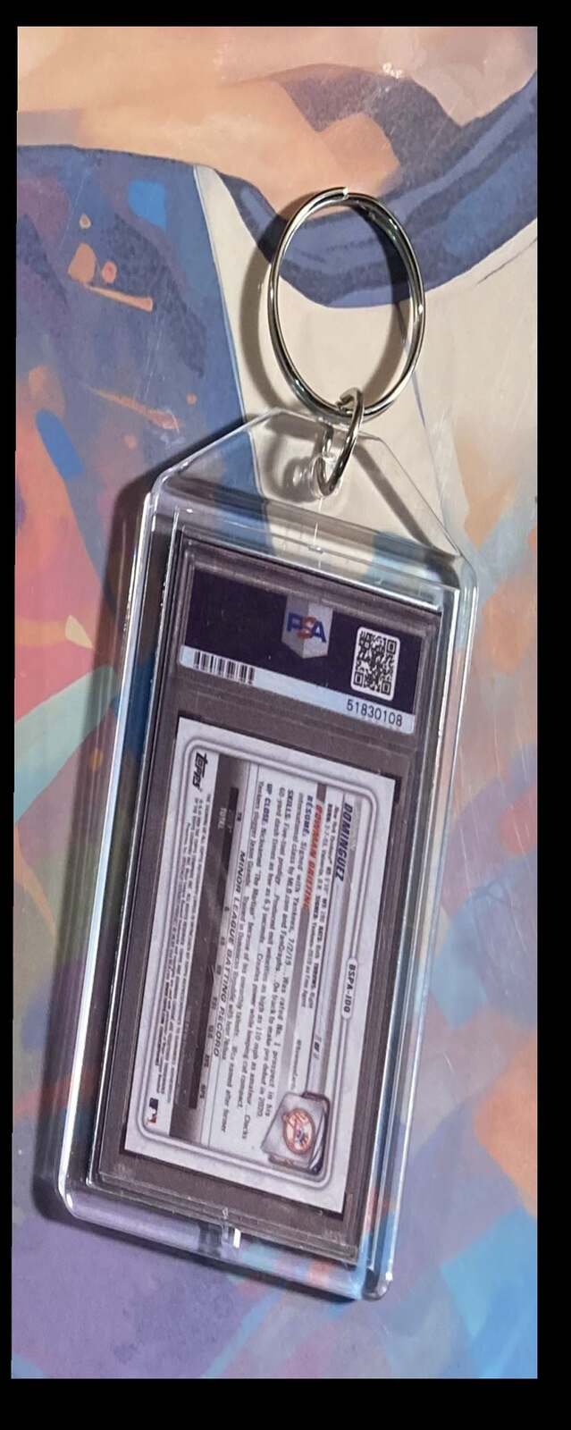 3113 Jasson Dominguez 2020 Bowman Chrome Sapphire Orange Auto Keychain