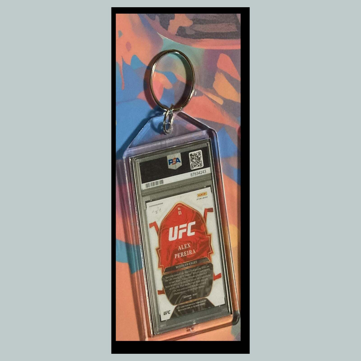 3453 Alex Pereira 2023 Panini Select Black 1/1 Custom Hand Made Keychain - Gift