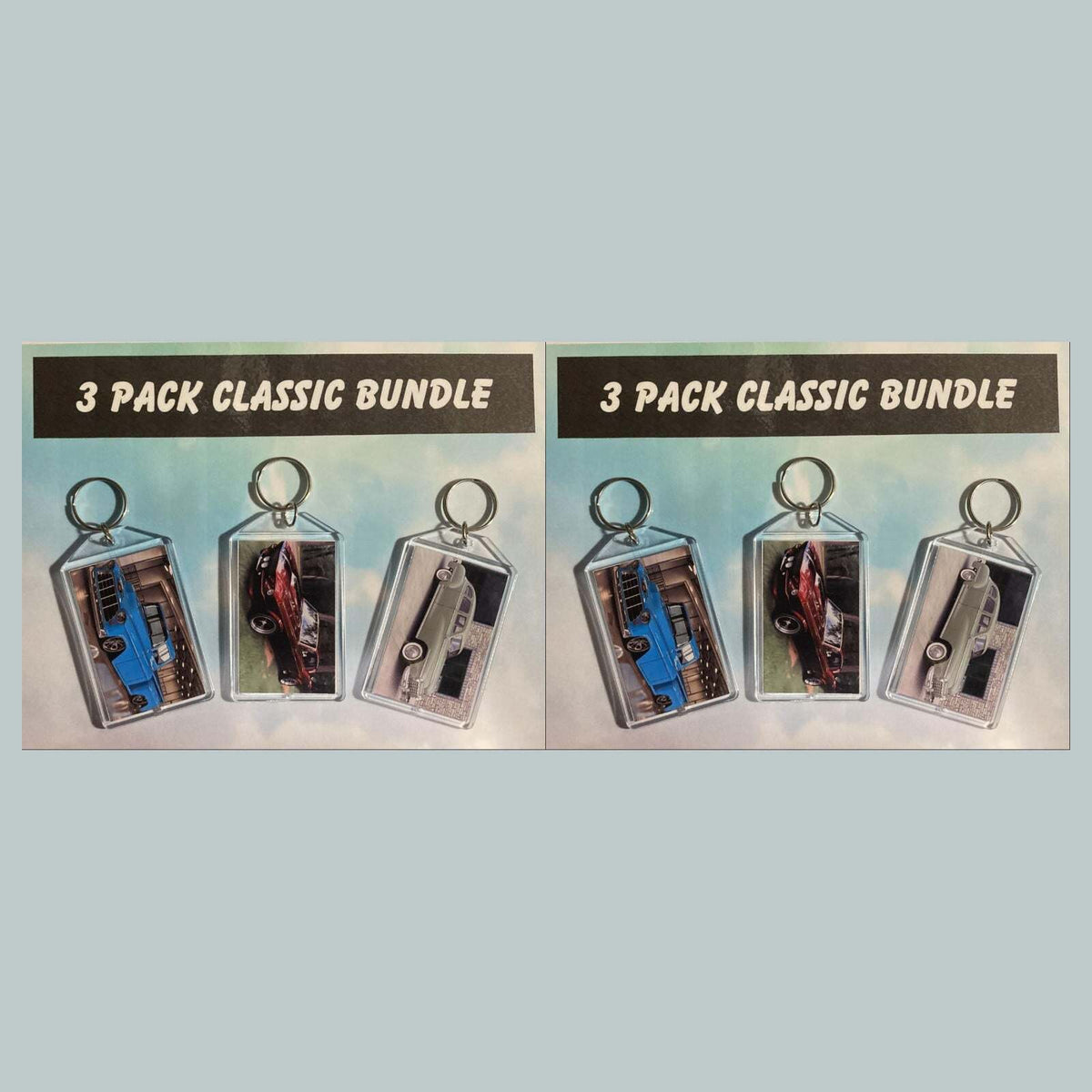 3553B Threefer Bundle Classic Cars Keychain | Vintage Automobile Photo Keychain MSC KYC