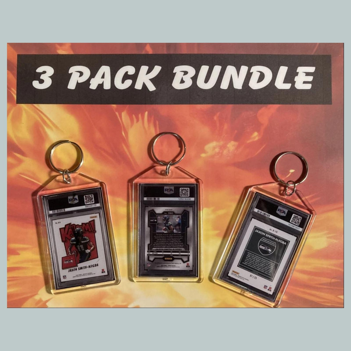 3771B Jaxon Smith-Njigba 3 Pack Bundle Hand Made Keychains