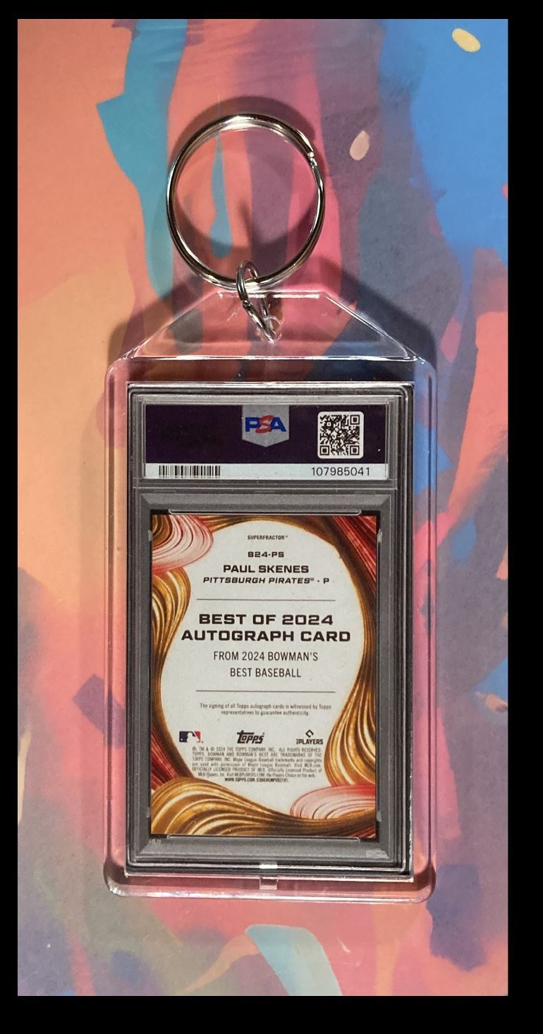 3053 Paul Skenes 2024 Bowman's Best SuperFractor Auto Custom Keychain