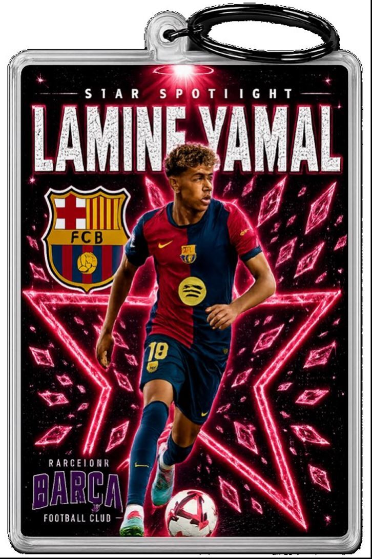 3970 Lamine Yamal Keychain Red Spotlight Premium Keychain No Nameplate