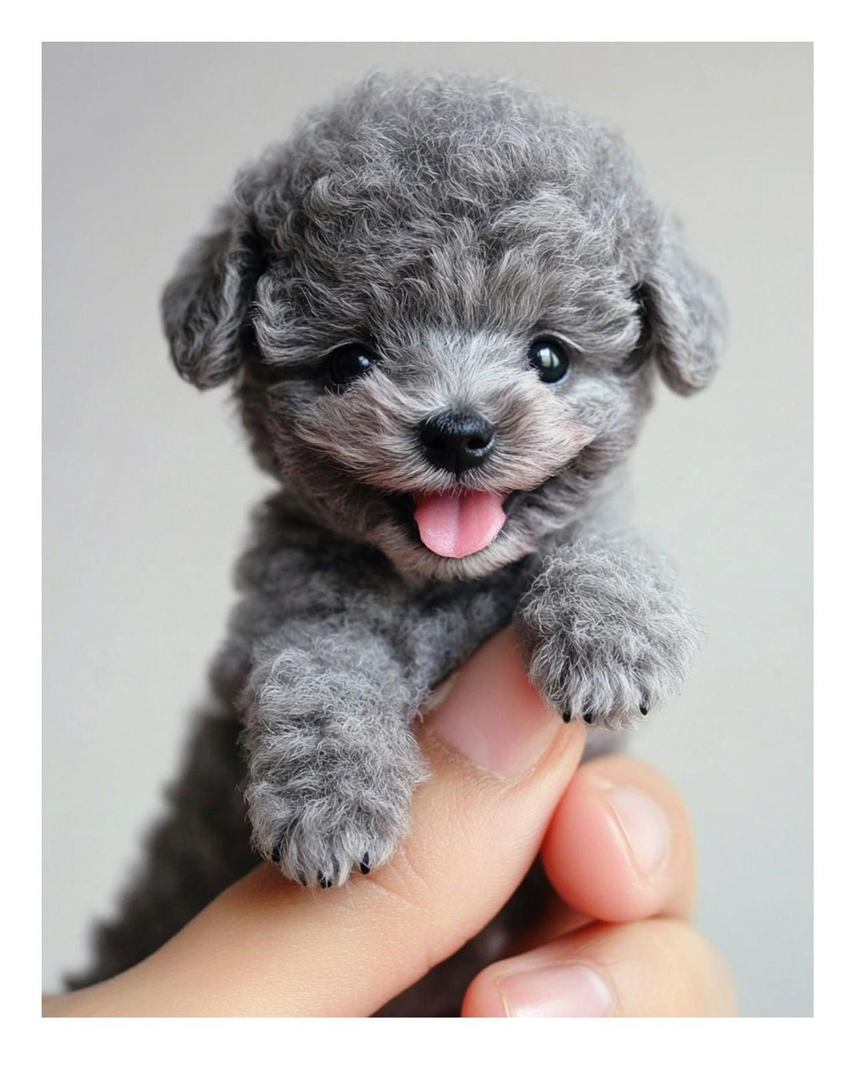 0573 P-8X10 Gray Puppy Hand in Hand Glossy Photo MS