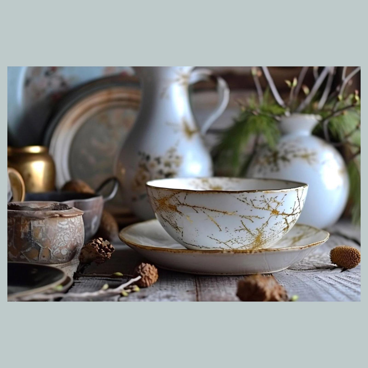 1216 Kintsugi Table Setting 8x10 Glossy Photo - Fast-Secure Shipping MS