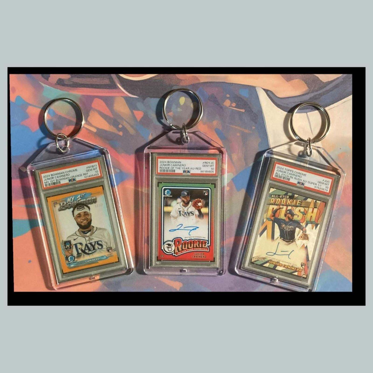 3426B Junior Caminero 3 Pack Bundle - 3 Different Custom Novelty Keychains -Gift