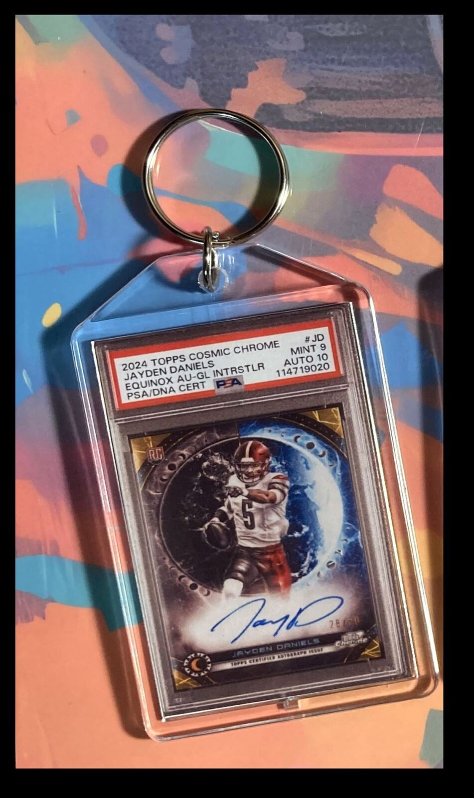 3117 Jayden Daniels 2024 Topps Cosmic Chrome Equinox Auto Custom Keychain