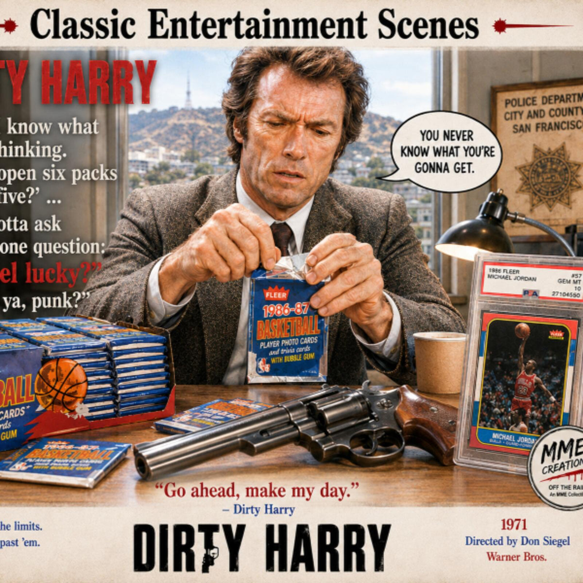 2755 Dirty Harry Jordan Packs | Classic Entertainment Scenes | 8x10 Art Print