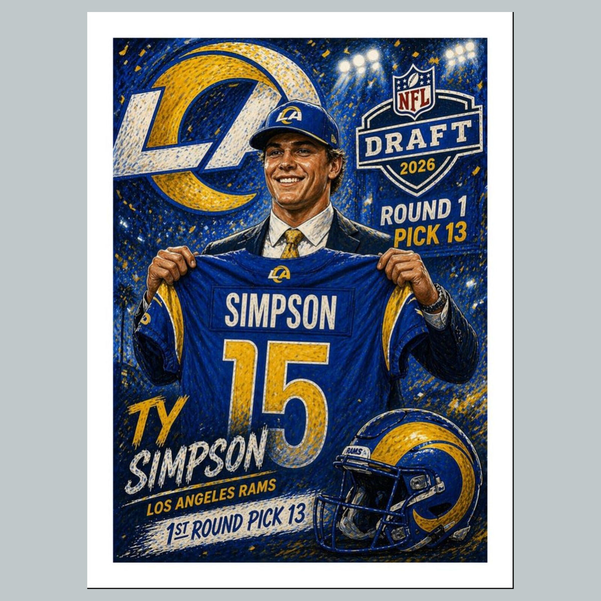 2586 Ty Simpson 1st Round Draft Pick 8x10 Custom Art Photo - Fast Shipping FBL