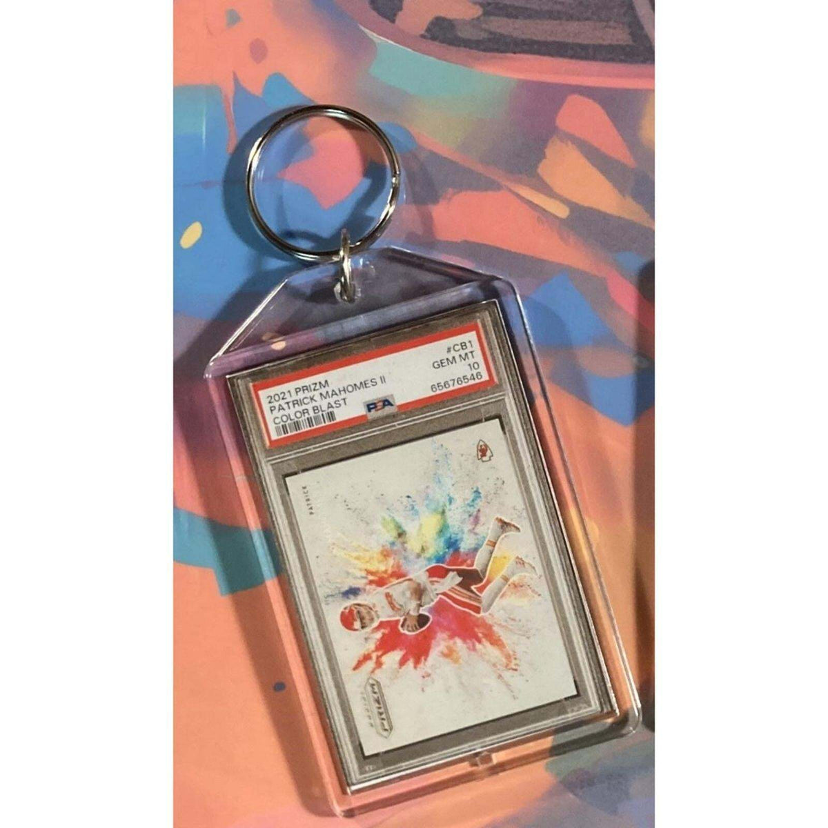 3187 Patrick Mahomes 2021 Panini Prizm Colorblast Custom Made Novelty Keychain