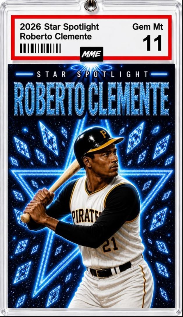 2938 Roberto Clemente Blue Spotlight Custom Acrylic Photo Keychain