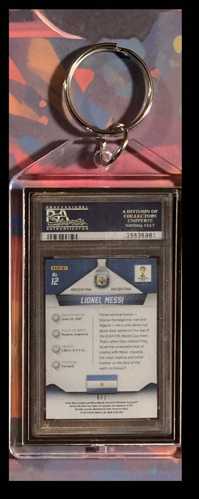 3091 Lionel Messi 2014 Panini Prizm World Cup Limited Edition Keychain