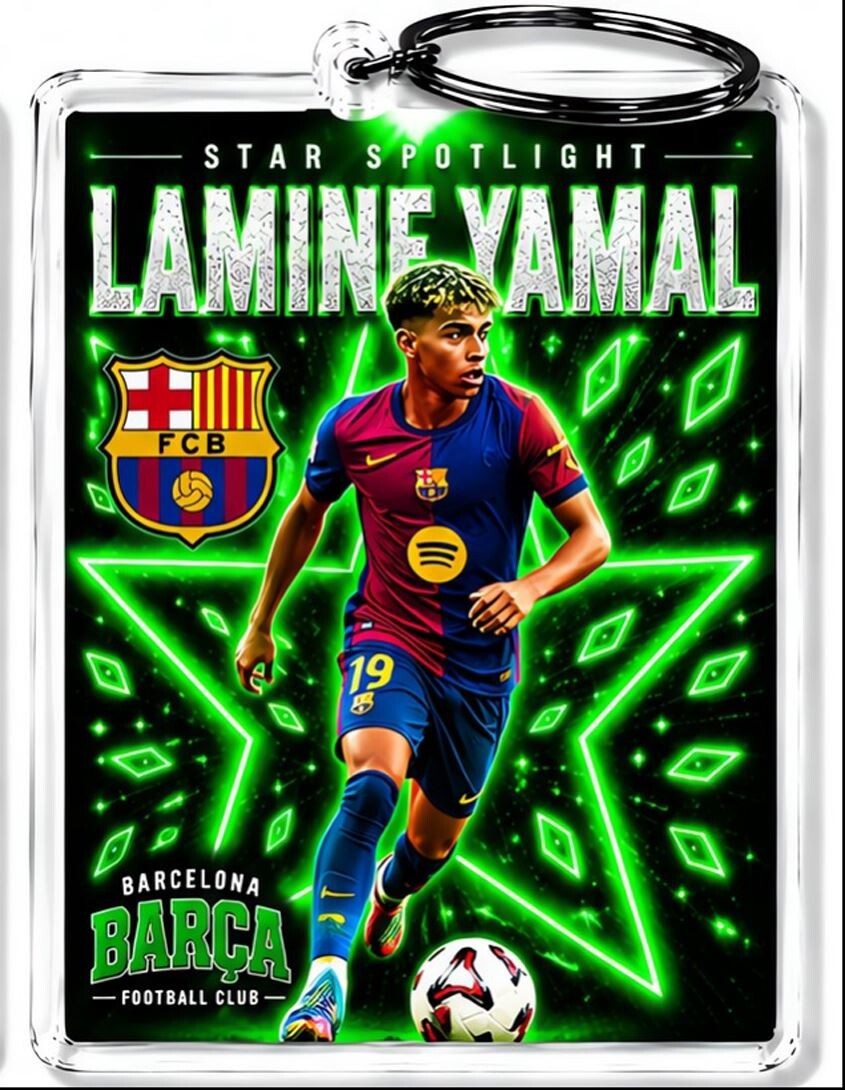 3994 Lamine Yamal Keychain Green Spotlight Premium Keychain No Nameplate
