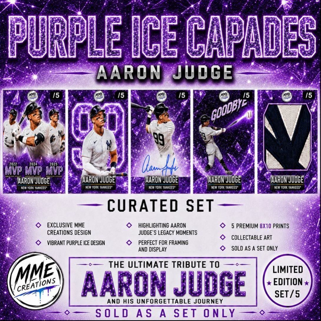 4015 Aaron Judge /5 Purple Ice Capades Limited Edition Curated Set 8x10 Prints