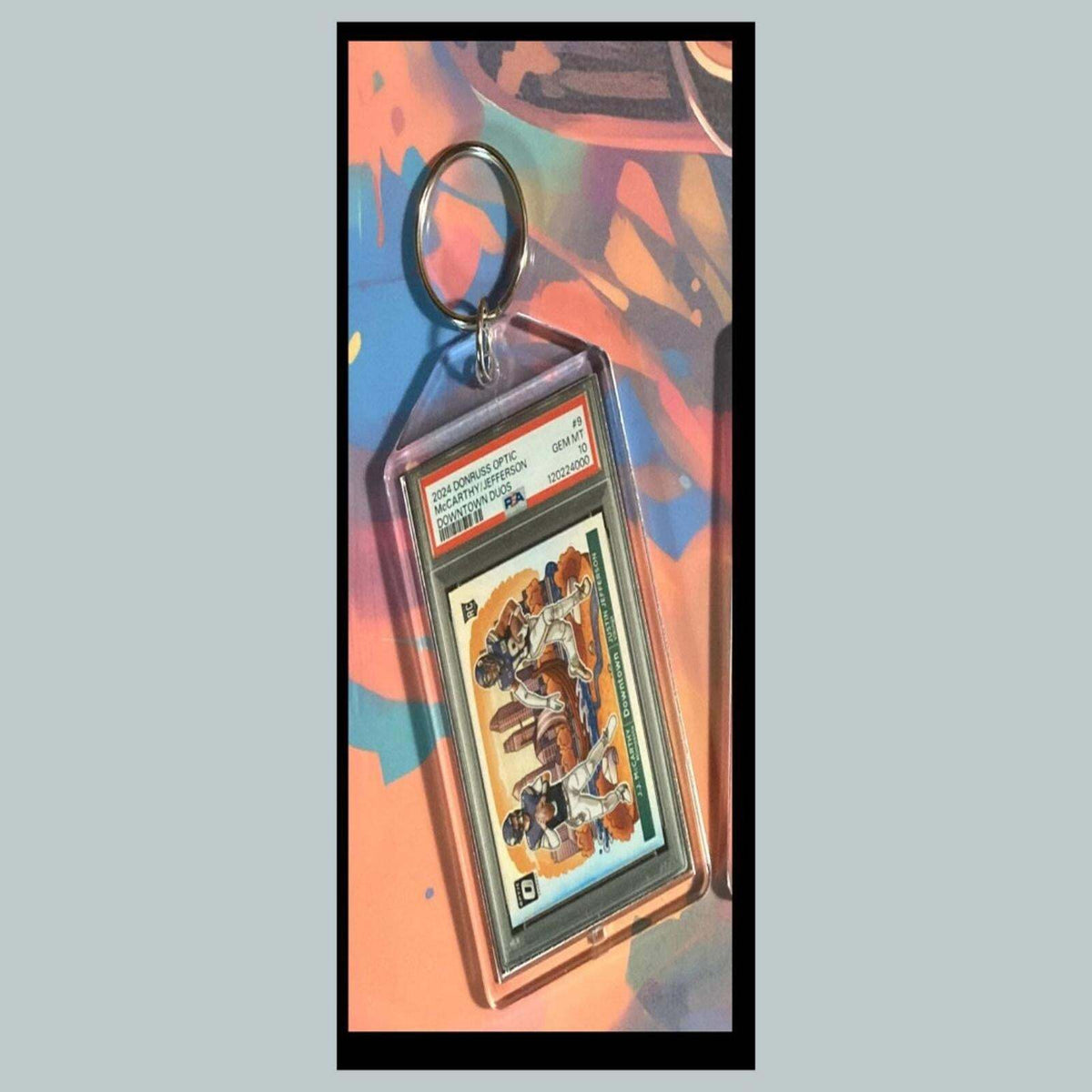 3410 Justin Jefferson/McCarthy 2024 Panini Donruss Downtown Duos Custom Keychain