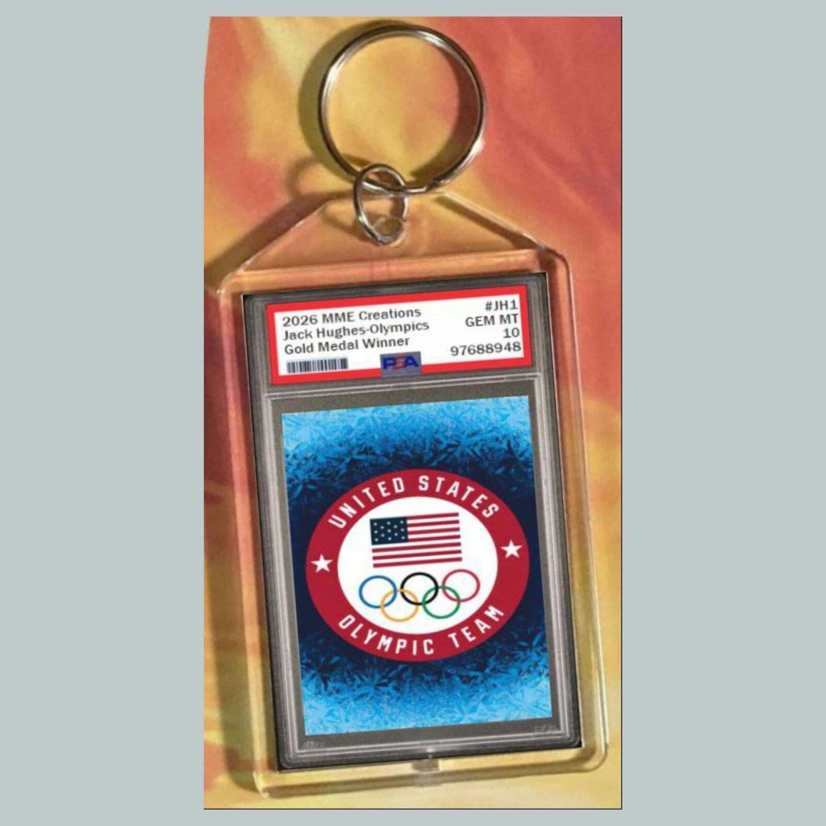 3780 Jack Hughes Gold 2026 Olympics Custom Hand Made Keychain