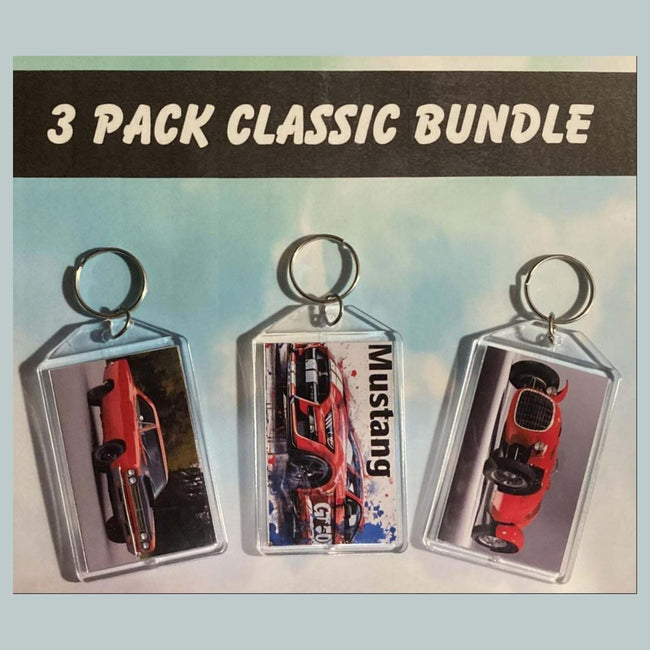 3557B Threefer Bundle Classic Cars Keychain |Vintage Automobile Photo Keychains MSC KYC