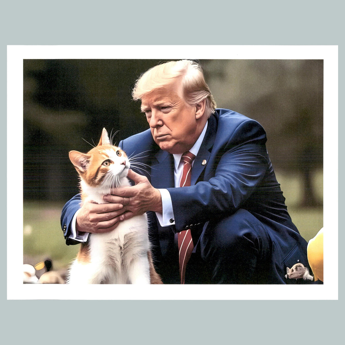 0196 P -8X10 Trump Caressing A Cat Glossy Photo Fast-Secure Shipping MS