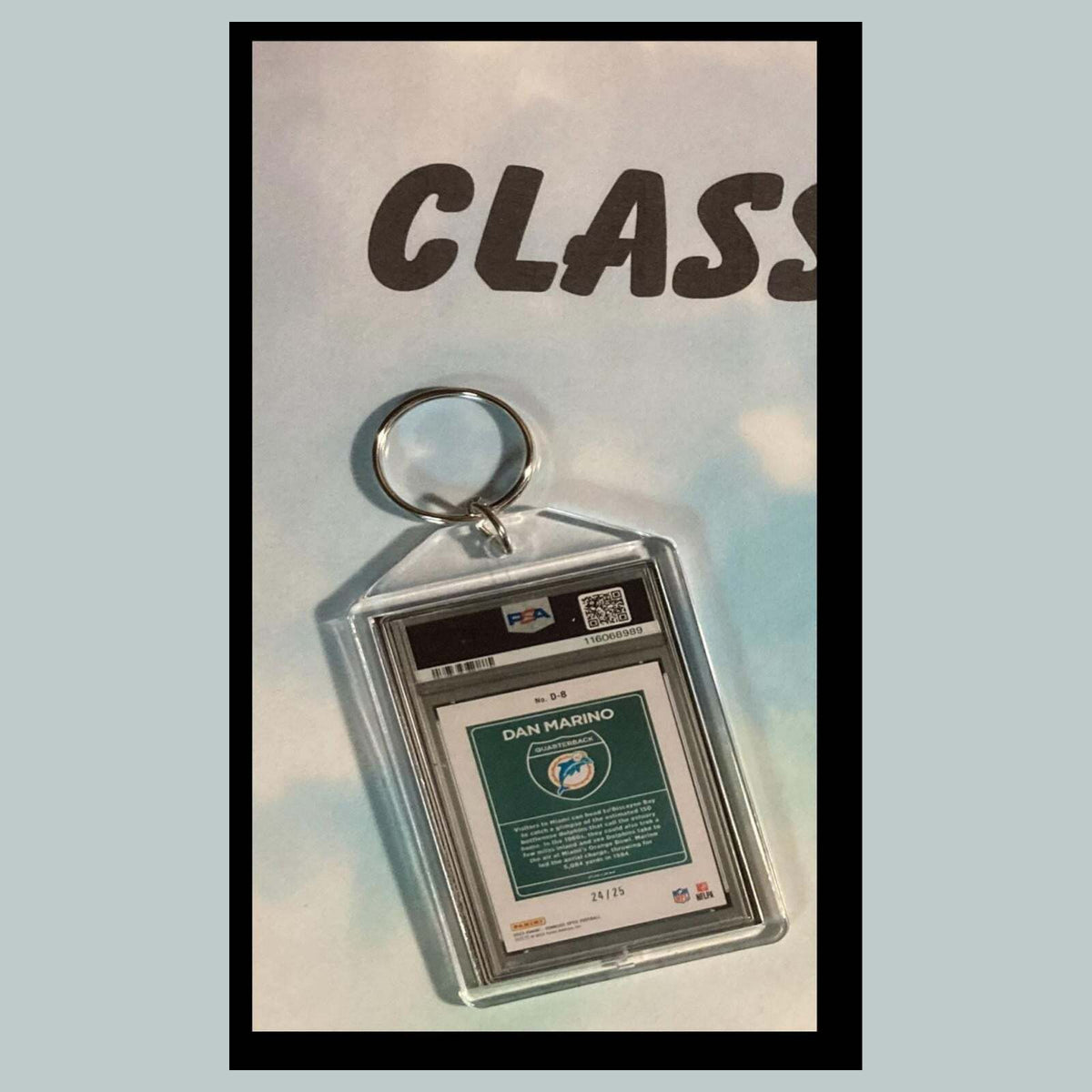 3511 Dan Marino 2023 Panini Donruss Downtown Black Pandora Custom Made Keychain
