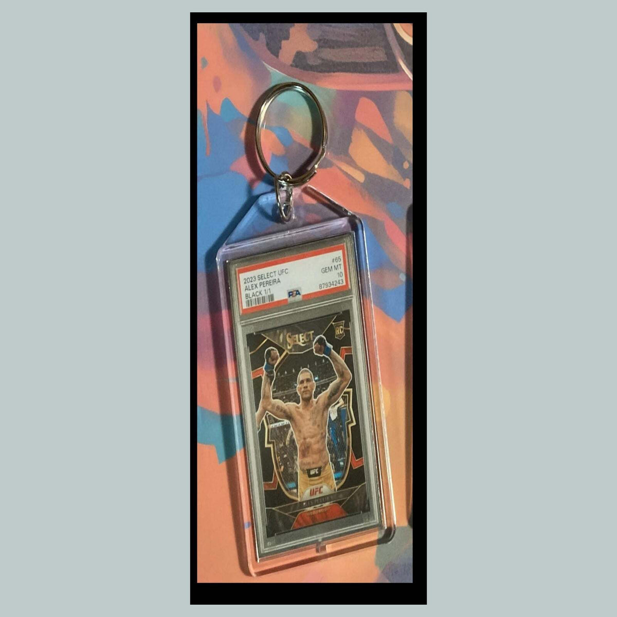 3453 Alex Pereira 2023 Panini Select Black 1/1 Custom Hand Made Keychain - Gift