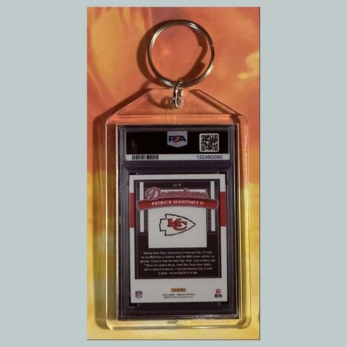 3601 Patrick Mahomes 2025 Panini Donruss Downtown Custom Keychain