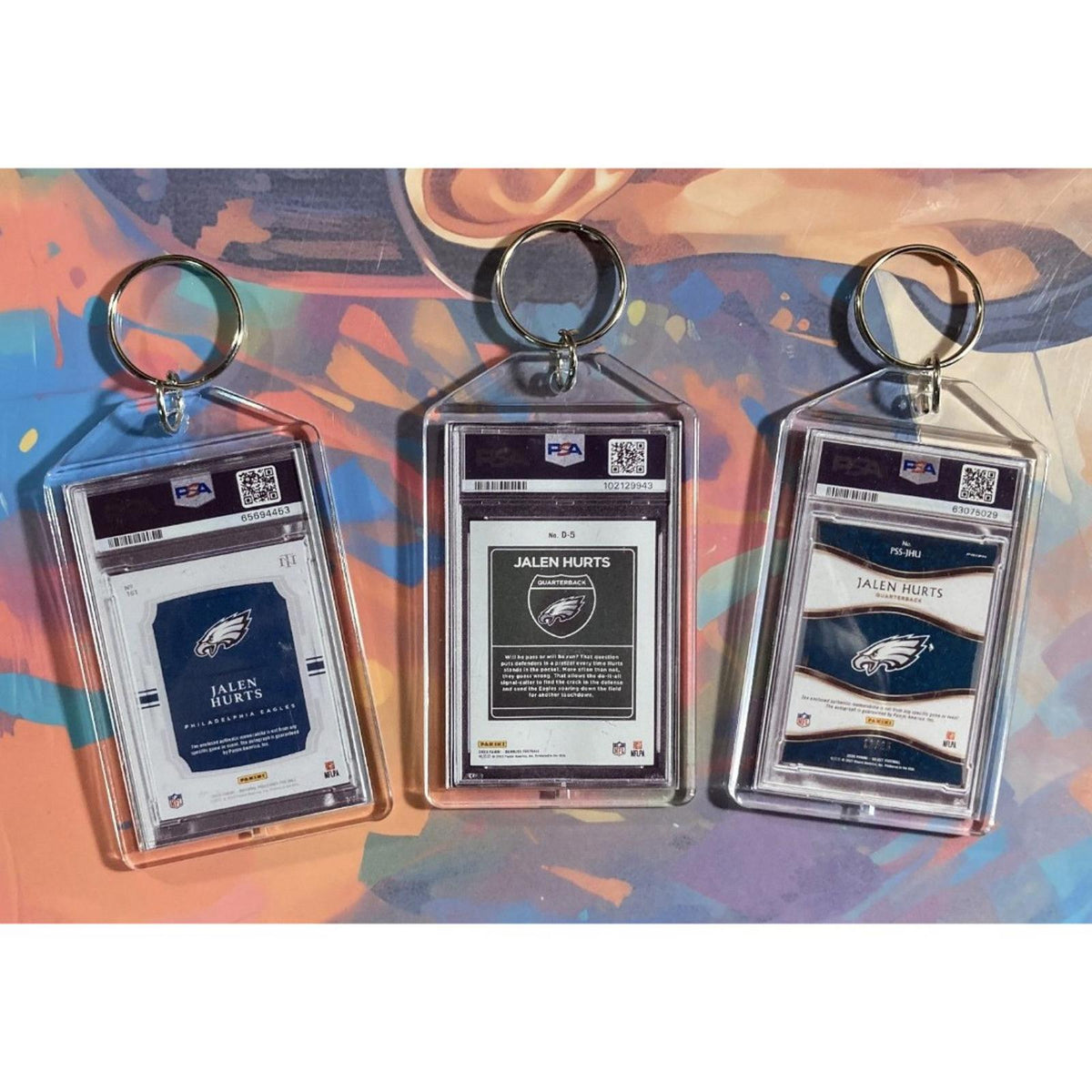 3161B Jalen Hurts JH 3 Pack Bundle - 3 Different Custom Novelty Keychains -Gift