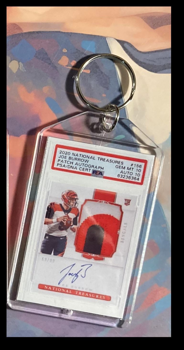 3080 Joe Burrow 2020 Panini Nat Trea Rookie Patch Auto Custom Keychain - Gift