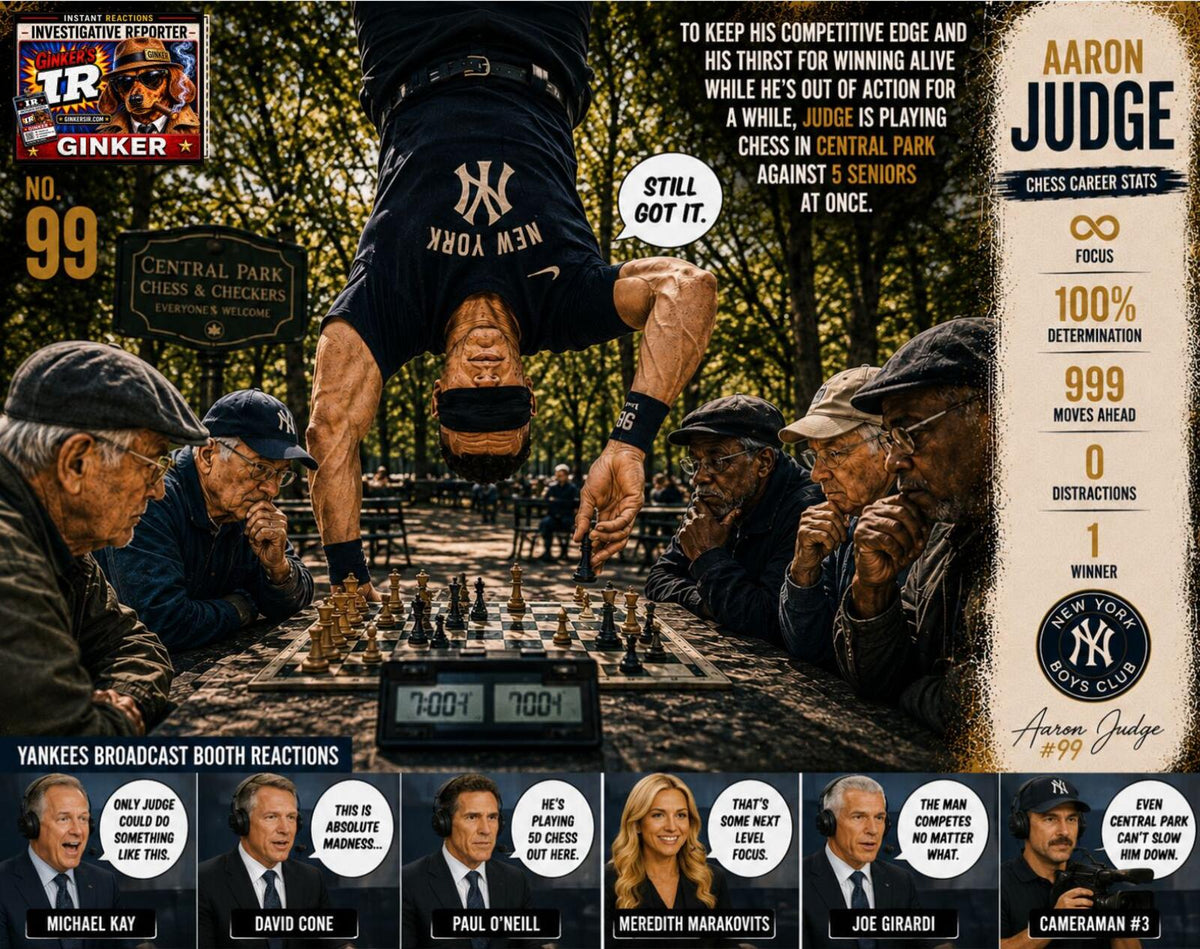 2810 Aaron Judge plays Chess Upside Down Ginker’s Instant Reactions 8X10 Print
