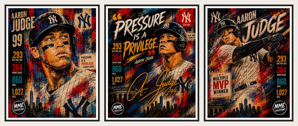 2682 Aaron Judge Zoom Art Giclée Prints Threefer Bundle 3 Stylized 8X10 Prints BBL