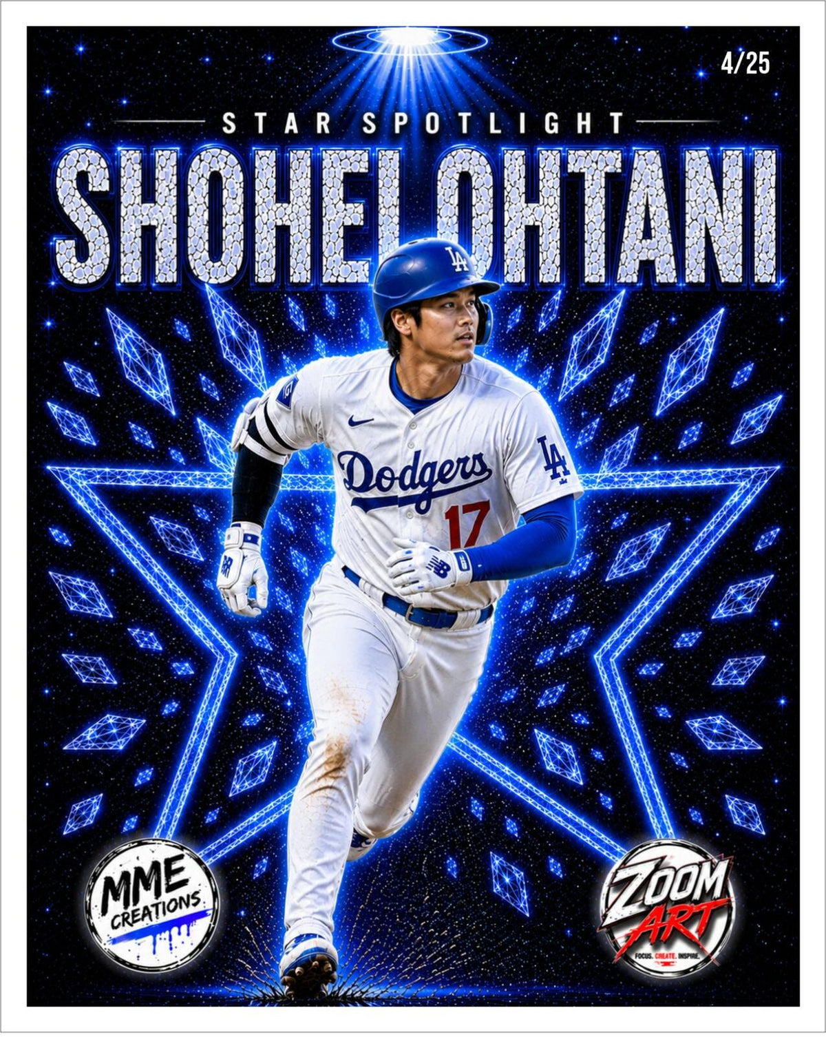 2668 Shohei Ohtani Star Spotlight Zoom Art Giclée Print 4/25 8x10 Dodgers BBL