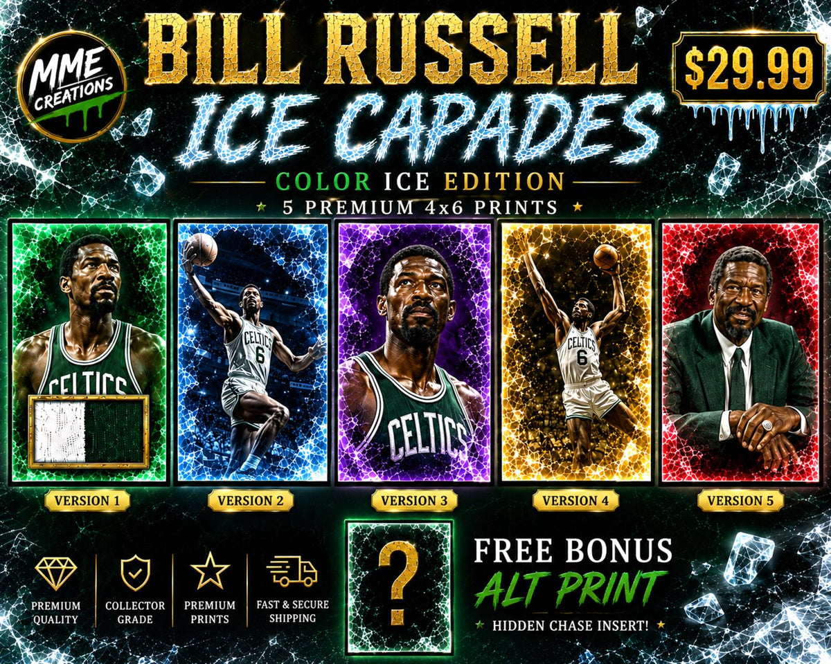 2633 Bill Russell Zoom Art | Ice Capades Multi Color 5 Glossy Art Prints Set BKL