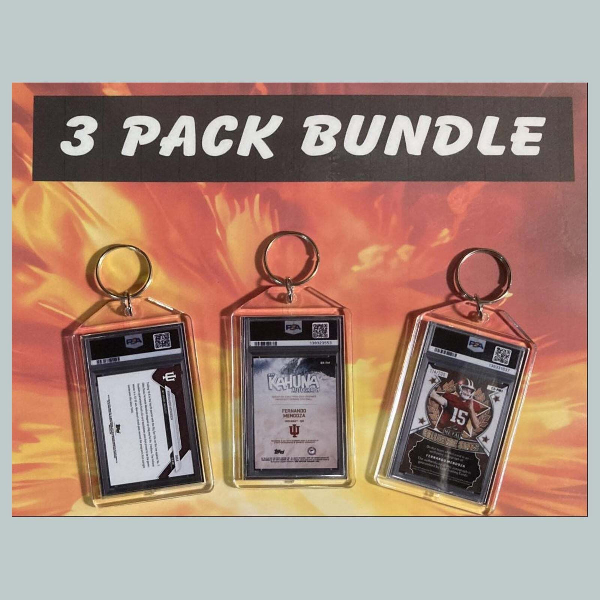3736 Fernando Mendoza Custom Hand Made Novelty Keychains 3 Pack Bundle