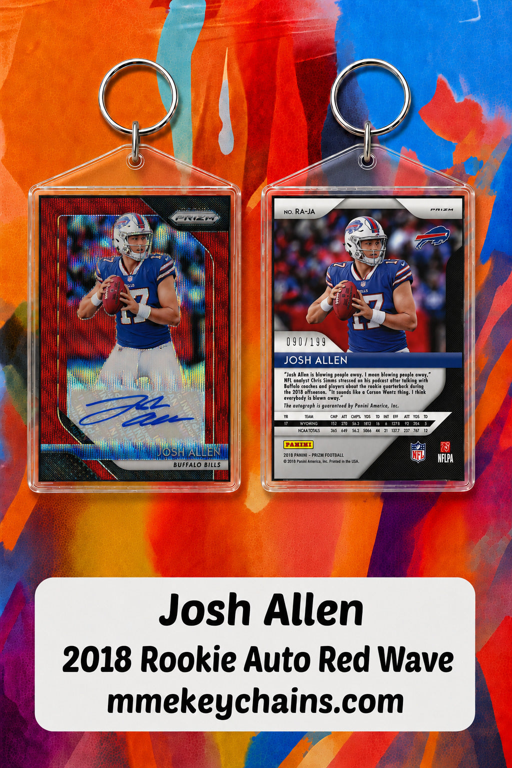 4142 Josh Allen 2018 Rookie Auto Red Wave Novelty Keychain