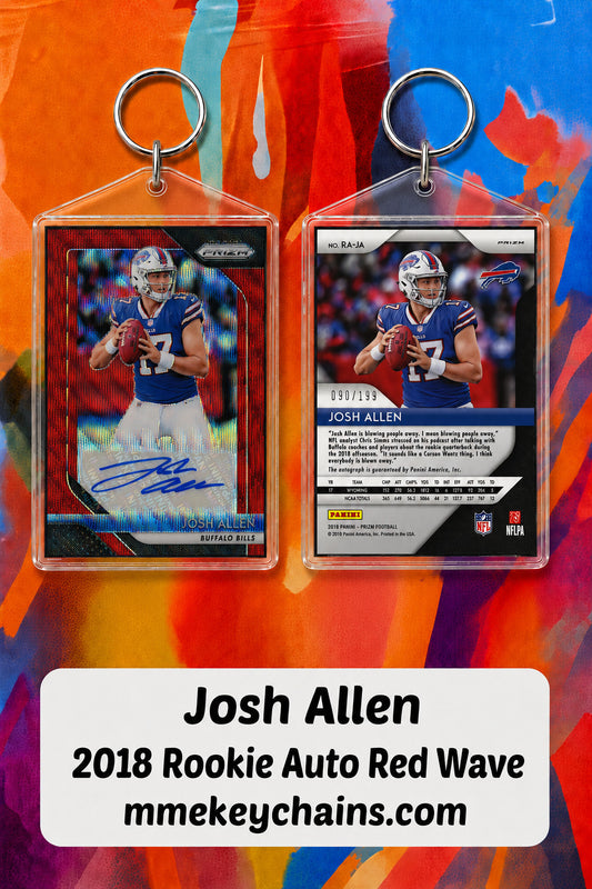 4142 Josh Allen 2018 Rookie Auto Red Wave Novelty Keychain